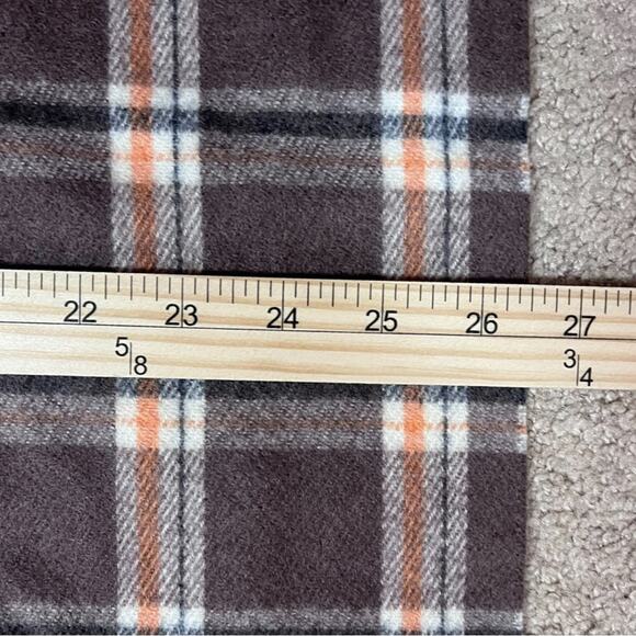 Plaid Blanket Scarf Wrap Soft Fuzzy Chocolate Brown Fringe Trim Preppy Fall NWT - Picture 7 of 9